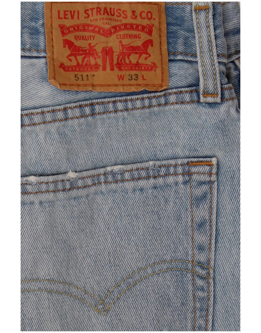 Levi's Short 511 Slim Fit Distressed Denim W33 Homme Bleu Moyen Coton