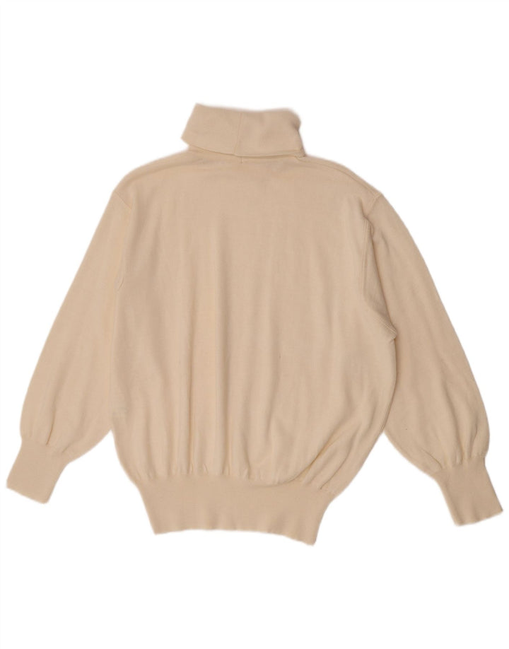 vintage Mens Roll Neck Jumper Pull IT 48 Moyen Off White Polyacrylique