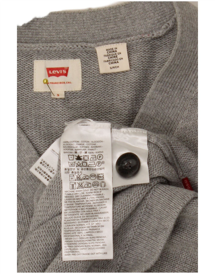 Levi's Cardigan Sweater Small Homme Gris Rayé Coton