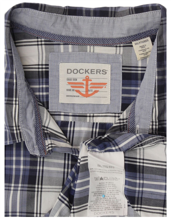 DOCKERS Chemise Homme 2XL Bleu Marine Carreaux Coton