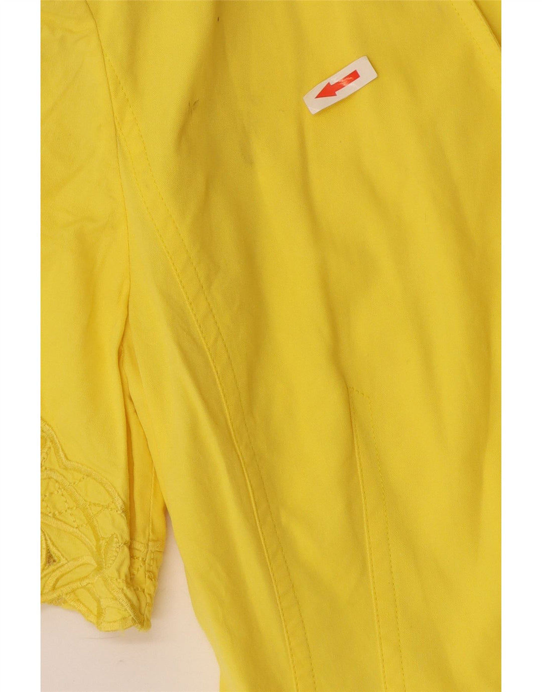 vintage Femme Manches Courtes Cardigan Top IT 42 Coton Jaune Moyen