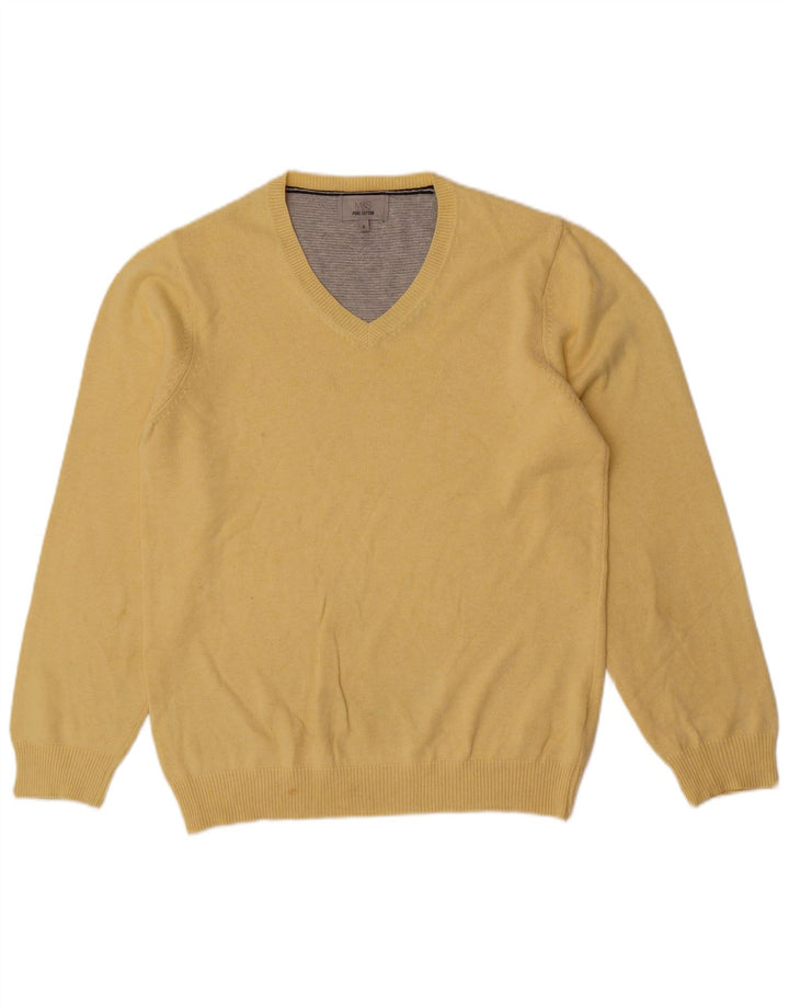Marks & Spencer Pull col V pour homme en coton jaune petit