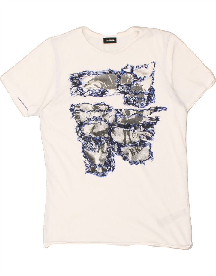 DIESEL Boys Graphic T-Shirt Top 9-10 Years White Cotton | Vintage Diesel | Thrift | Second-Hand Diesel | Used Clothing | Messina Hembry 