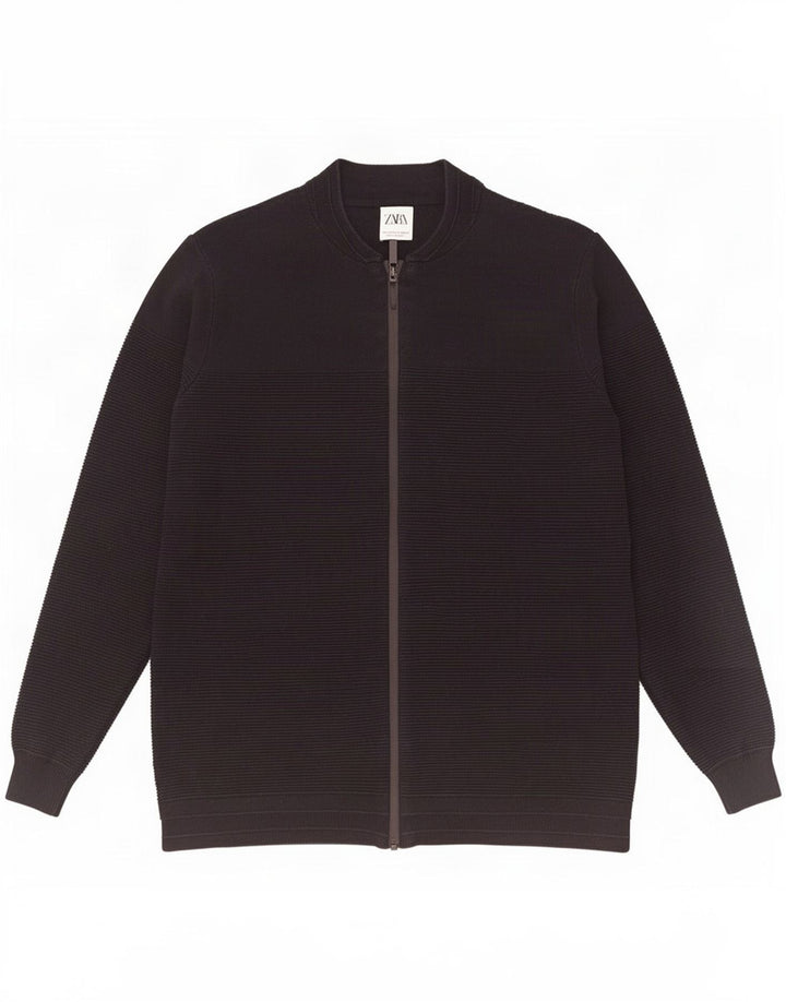 Zara Cardigan Homme Pull Large Noir Coton