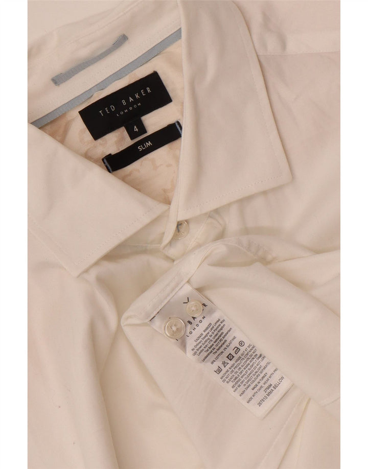 Ted Baker Chemise Slim Fit pour Homme Taille 4 Grand Coton Blanc