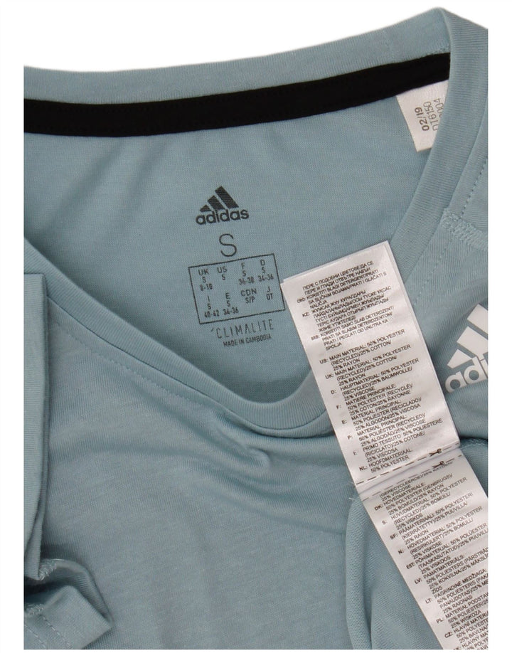 Adidas Climalite T-Shirt Top UK 8/10 Petit Bleu Polyester