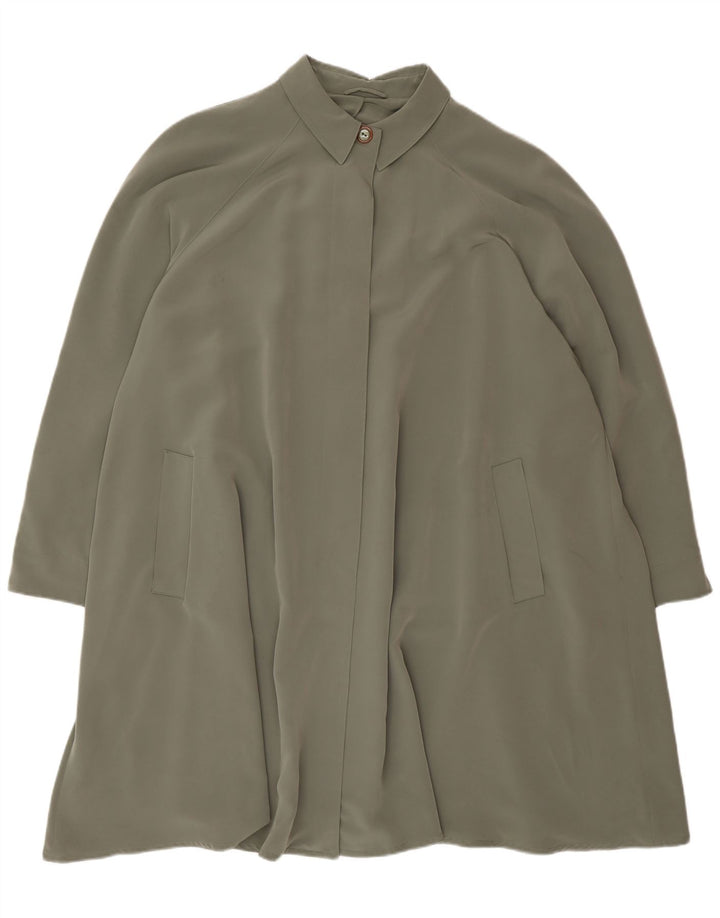 vintage Femmes Loose Fit Overcoat UK 20 2XL Vert Polyester