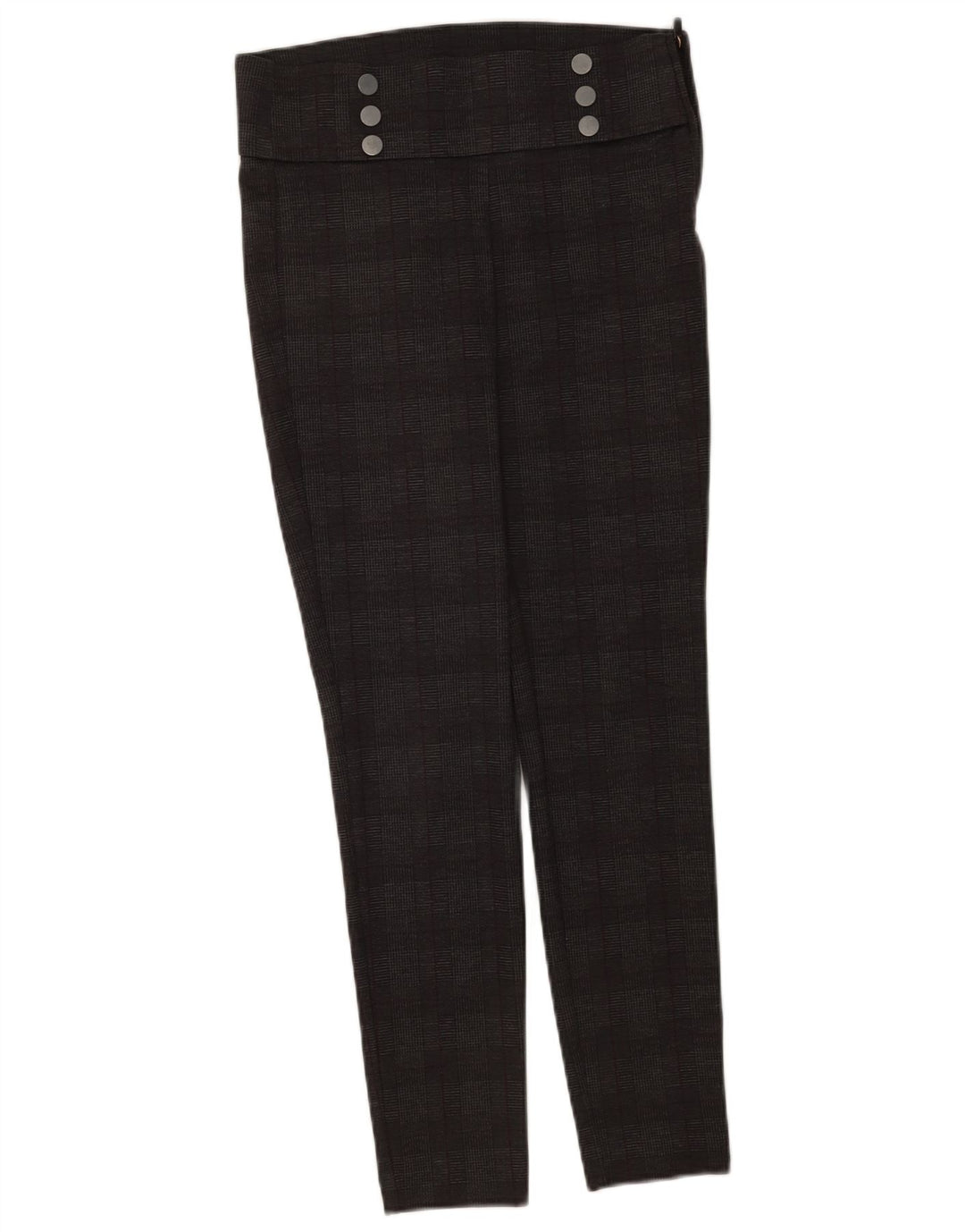 Zara Femme Legging Pantalon Décontracté Moyen W28 L28 Gris Carreaux Polyester