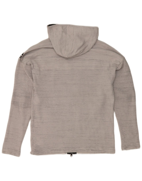 Adidas Pull à capuche zippé pour homme en polyester rayé gris moyen