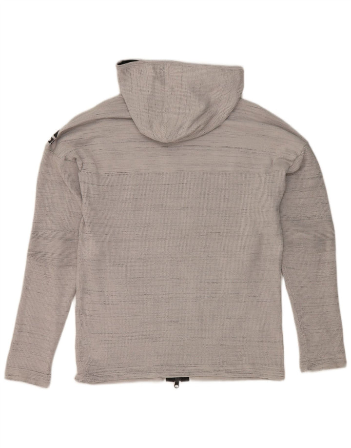 Adidas Pull à capuche zippé pour homme en polyester rayé gris moyen