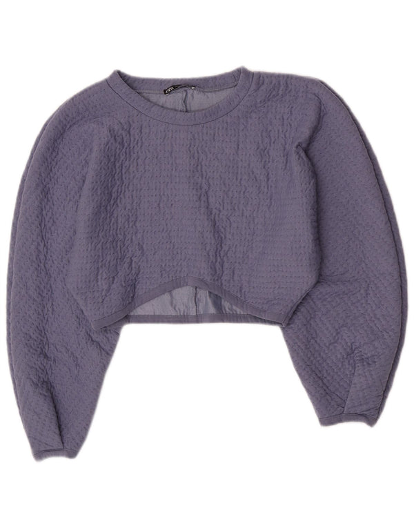 Zara Womens Crop Blouse Top UK 14 Large Violet