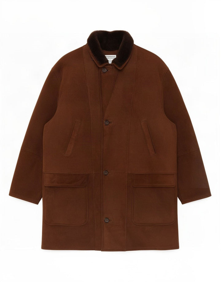 Mabrun Veste en peau de mouton pour homme IT 56 3XL Marron