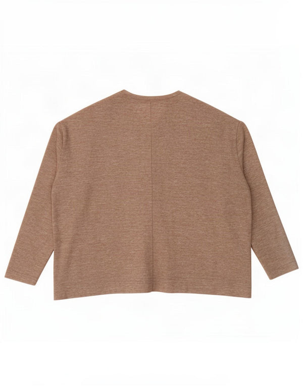 Zara Femme Haut Oversize Manches Longues UK 10 Petit Beige Moucheté Polyester