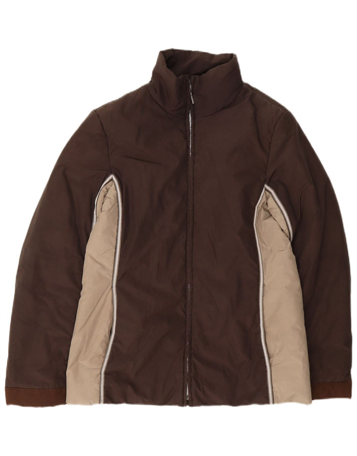 Max & Co. Veste de ski matelassée rembourrée pour femme UK 12 Marron moyen Colourblock
