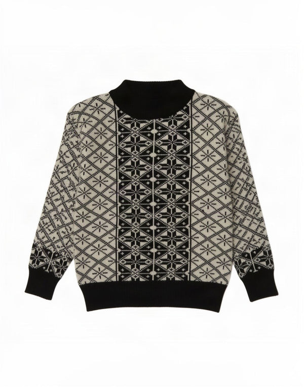 Pull vintage à col roulé pour garçon 7-8 ans Noir Géométrique Spandex
