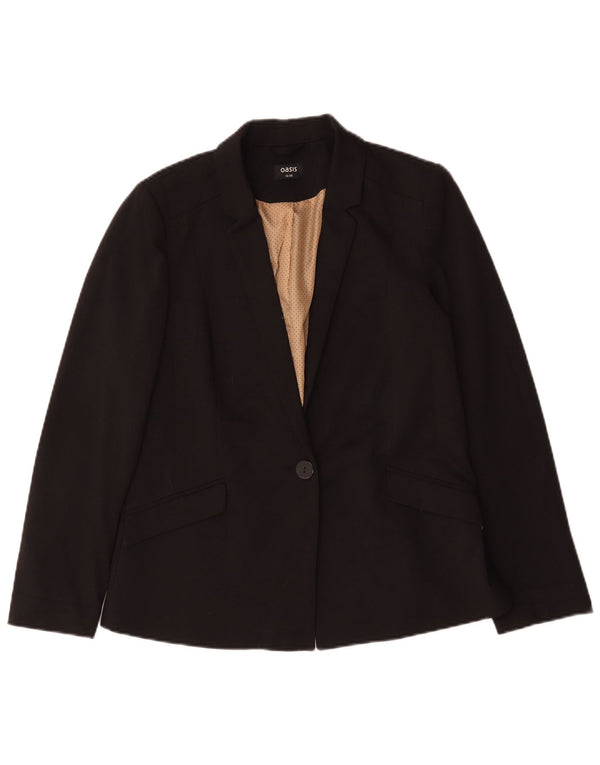 Oasis Veste Blazer 1 Bouton Femme UK 12 Noir Moyen Polyester