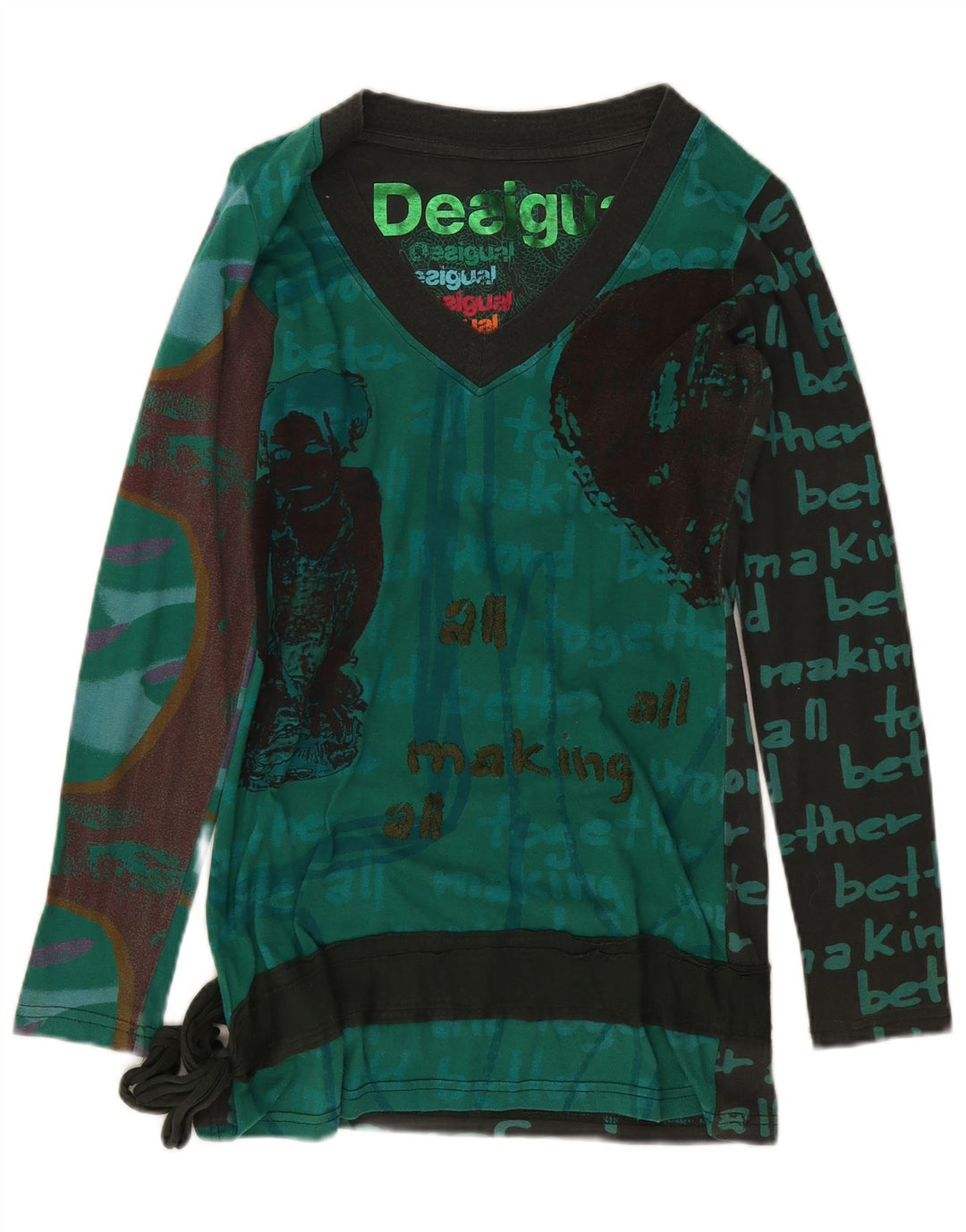 Desigual Tunique à motif abstrait pour femme UK 44 Coton vert moyen