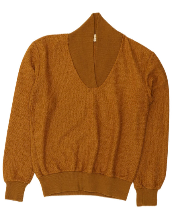 vintage Femmes Châle Cou Jumper Pull UK 18 XL Marron Polyacrylique