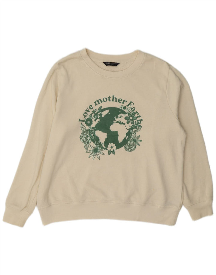 Marks & Spencer Sweat-shirt graphique pour femme UK 16 Large Blanc cassé