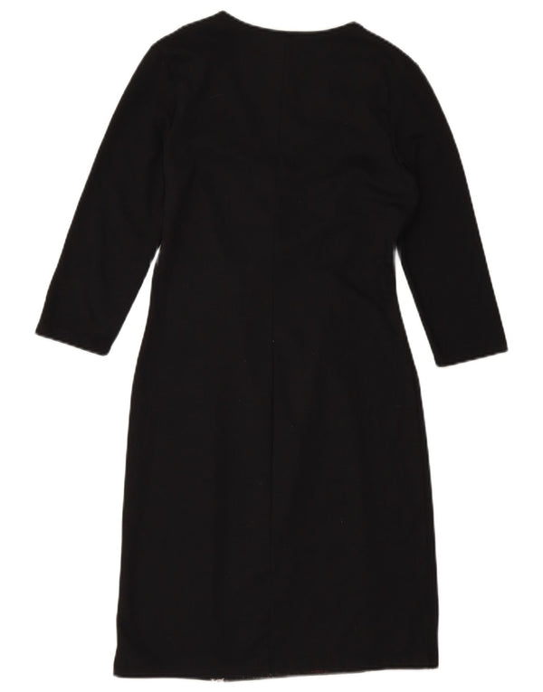 DESIGUAL Robe fourreau à manches 3/4 pour femme UK 10 Petit Noir Géométrique