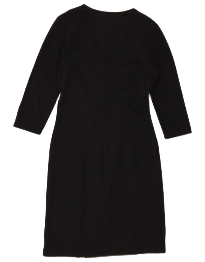 DESIGUAL Robe fourreau à manches 3/4 pour femme UK 10 Petit Noir Géométrique