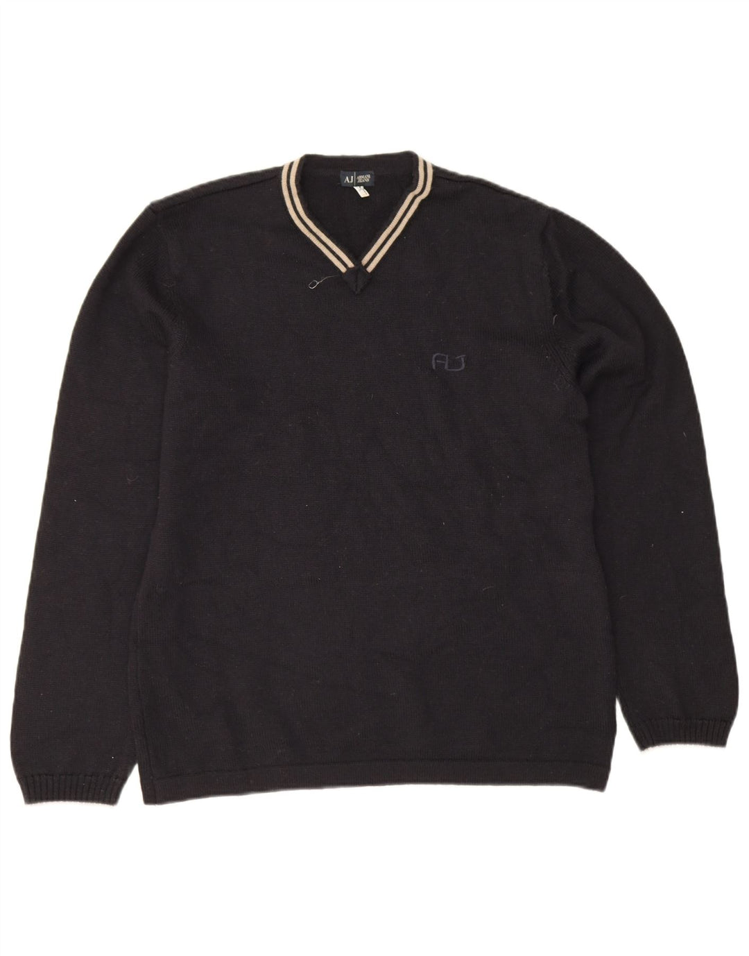 Armani Jeans Pull col V pour homme en laine bleu marine Large