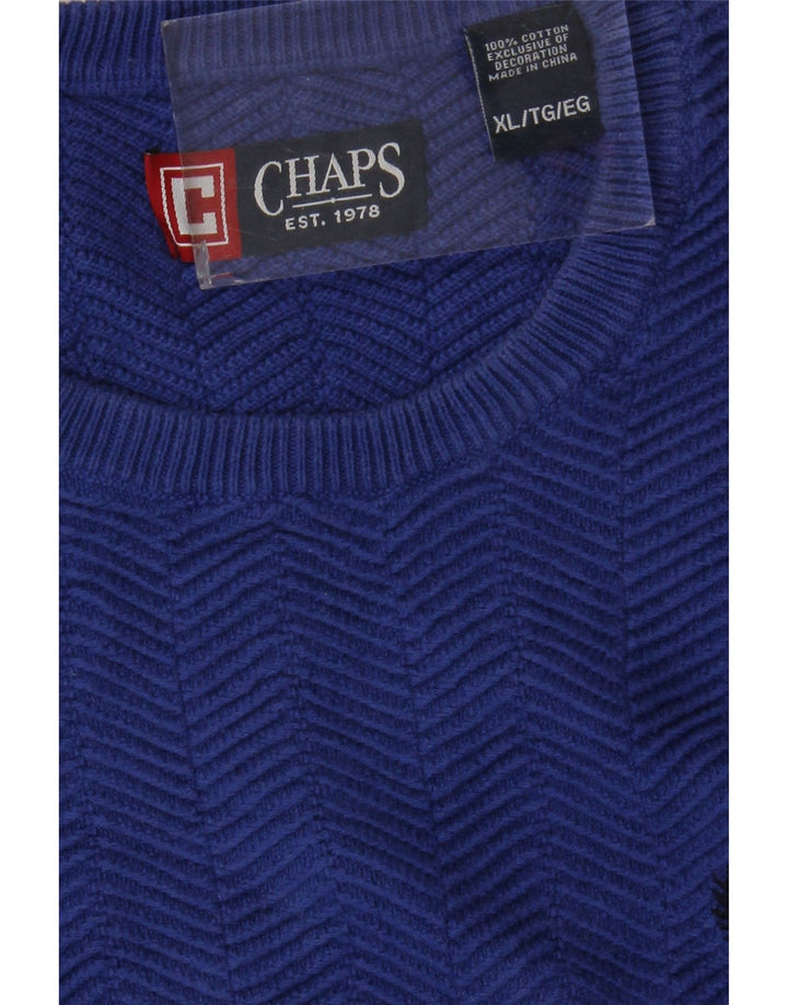 CHAPS Pull col rond homme XL bleu coton