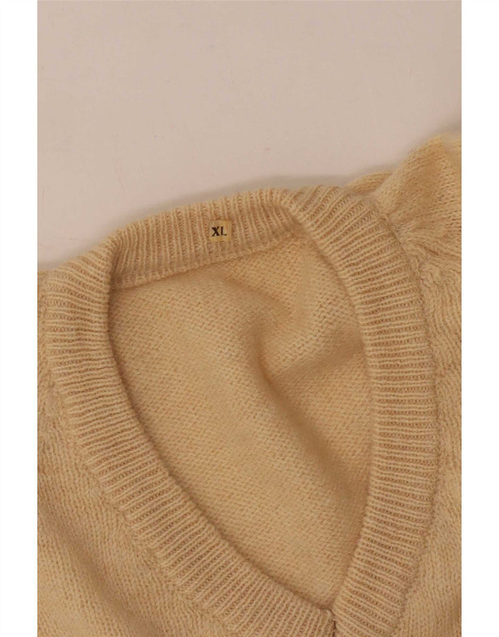 vintage Homme Col V Pull Pull XL Beige