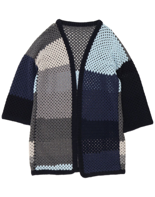 vintage Femmes 3/4 Manches Cardigan Pull UK 16 Grand Multicolore
