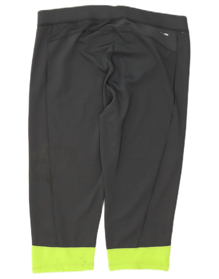 ADIDAS Femmes Climalite Capri Leggings UK 20/22 XL Gris Colorblock