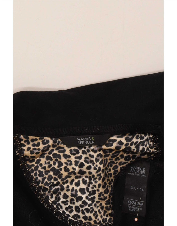Marks & Spencer Veste Bomber Femme UK 14 Coton Noir Moyen