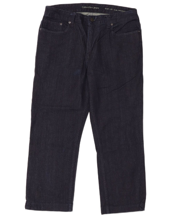 Calvin Klein Jean Slim Fit Droit Homme W34 L26 Bleu Marine Coton