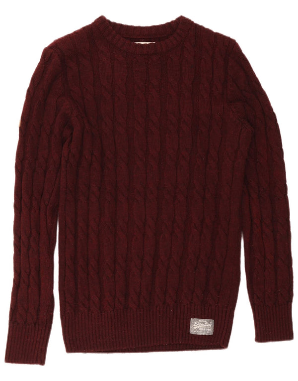 Superdry Pull Col Bateau XL Bordeaux Acrylique Homme