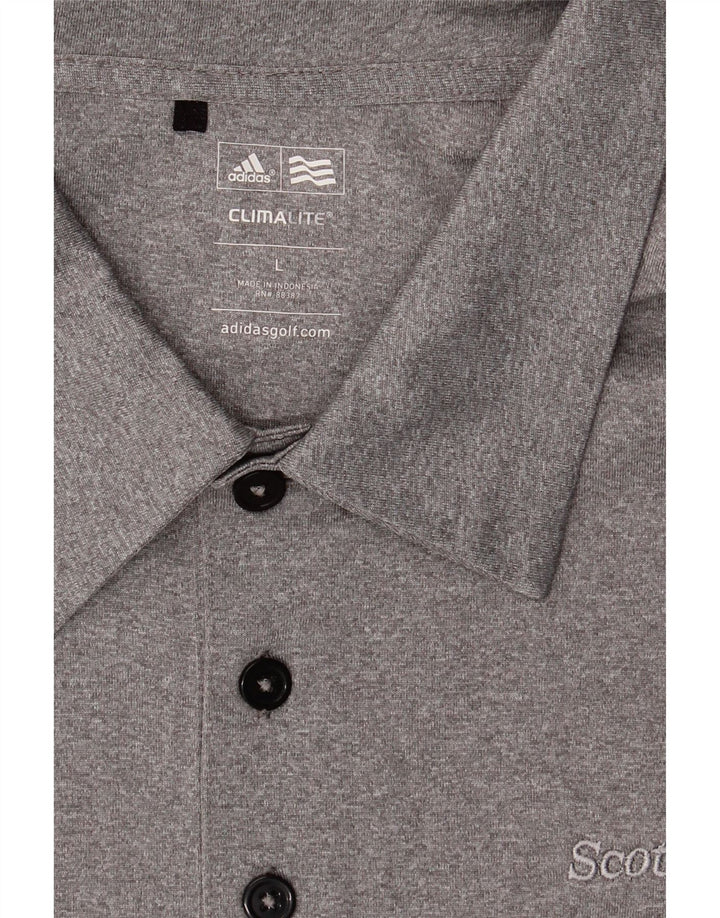 ADIDAS Mens Climalite Polo Shirt Large Grey Polyester Vintage Adidas and Second-Hand Adidas from Messina Hembry 