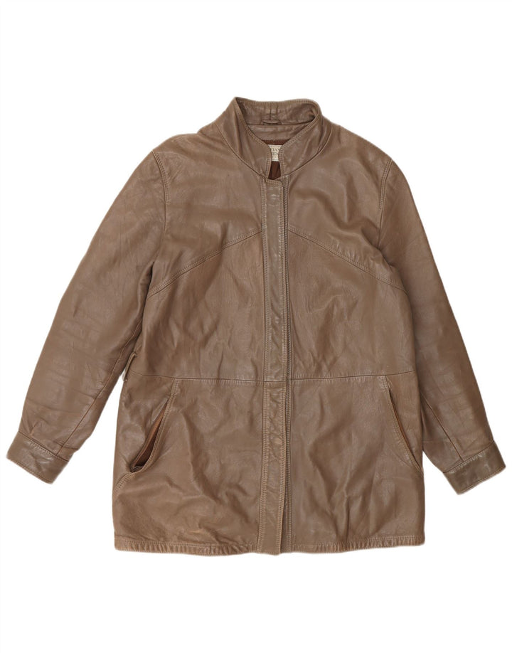 Cristiano Di Thiene Veste en cuir pour femme UK 14 Cuir marron moyen