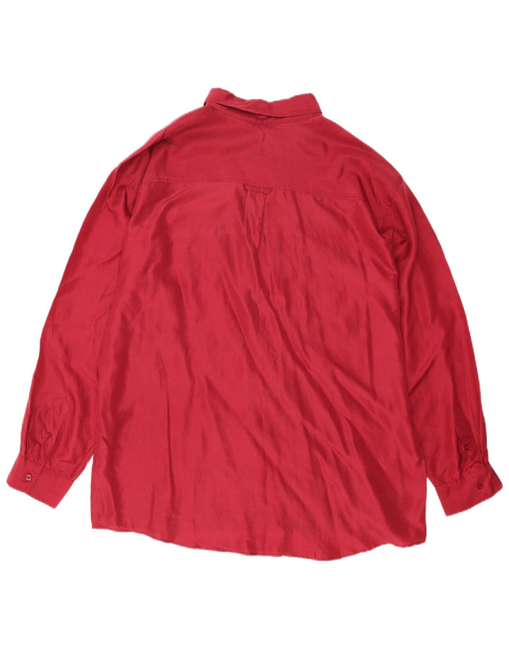 Chemise Homme Vintage XL Soie Rouge