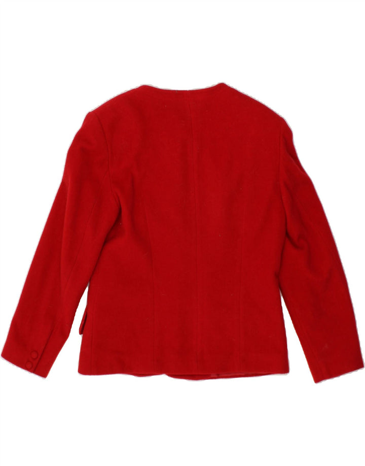 VINTAGE Femme 5 Bouton Blazer Veste UK 14 Grande Laine Rouge