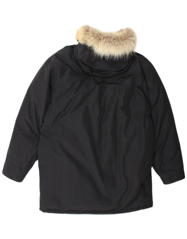 Woolrich Parka à capuche pour homme UK 40 Large Noir Coton