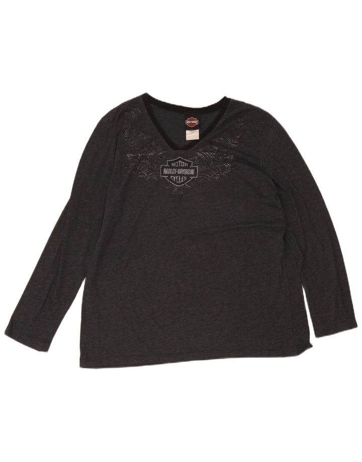 Harley Davidson Haut à manches longues pour femme UK 20 2XL Gris Coton