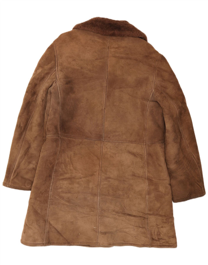 vintage Mens Shearling Overcoat UK 38 Brun Moyen