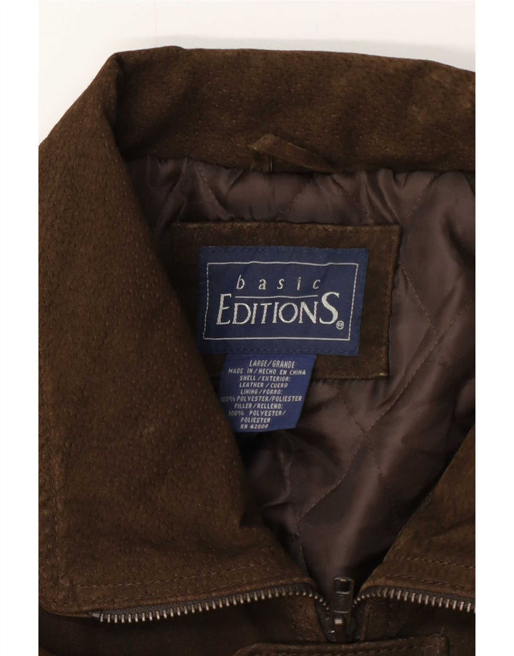 Veste en daim basique pour hommes UK 40 grand cuir marron