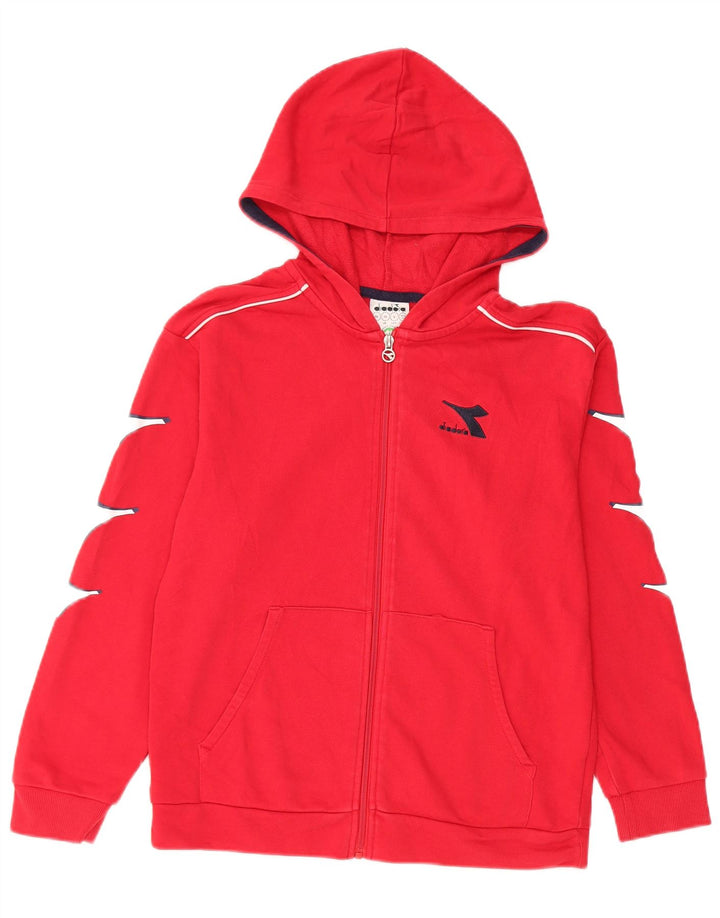 DIADORA Pull à capuche zippé graphique pour garçon 11-12 ans XL Rouge Coton