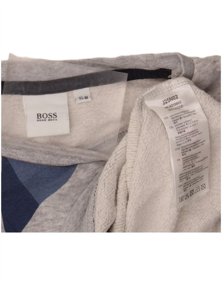 HUGO BOSS Sweat-shirt graphique pour garçon 15-16 ans Gris moyen géométrique