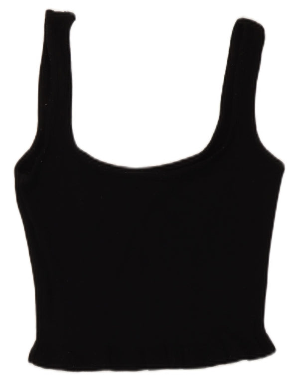 Zara Femme Crop Top UK 8 Small Noir Viscose