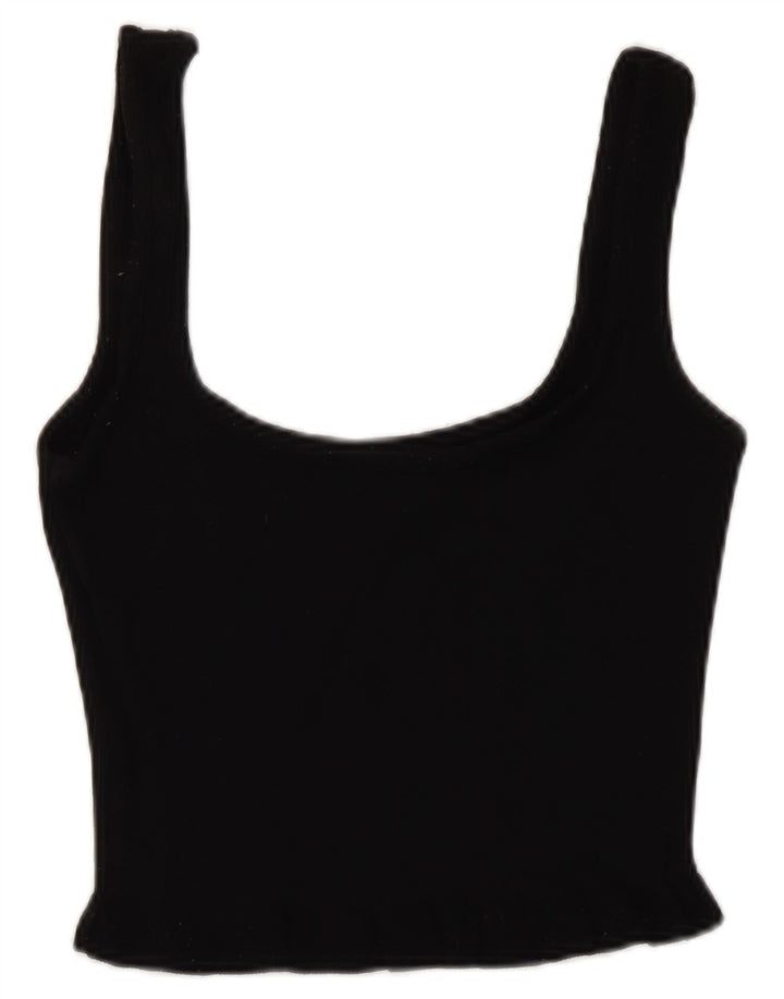 Zara Femme Crop Top UK 8 Small Noir Viscose