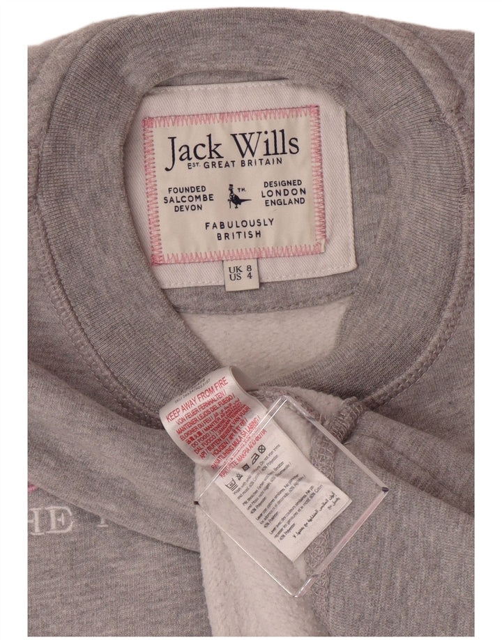 JACK WILLS Sweat-shirt graphique pour femme UK 8 petit gris moucheté