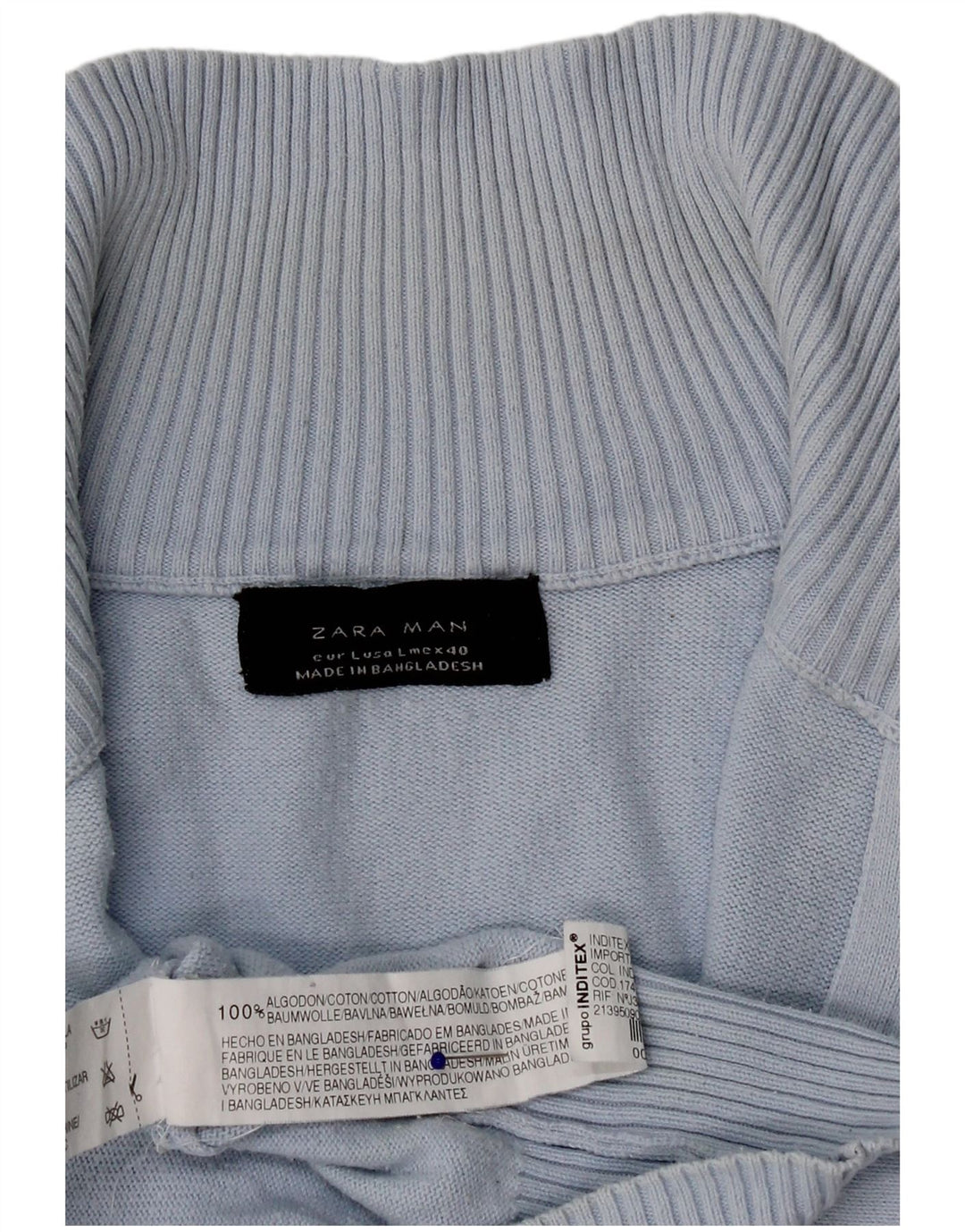 Zara Cardigan Homme Pull Large Bleu Coton