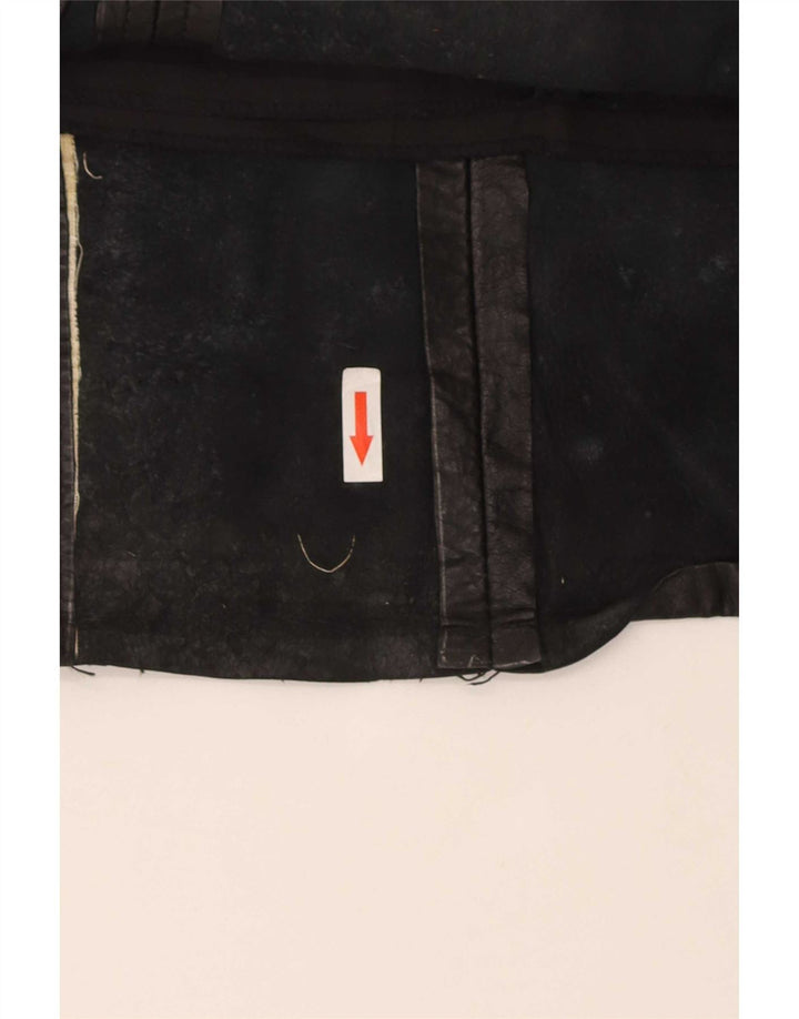 jupe en cuir femme vintage IT 44 Medium W30 Noir