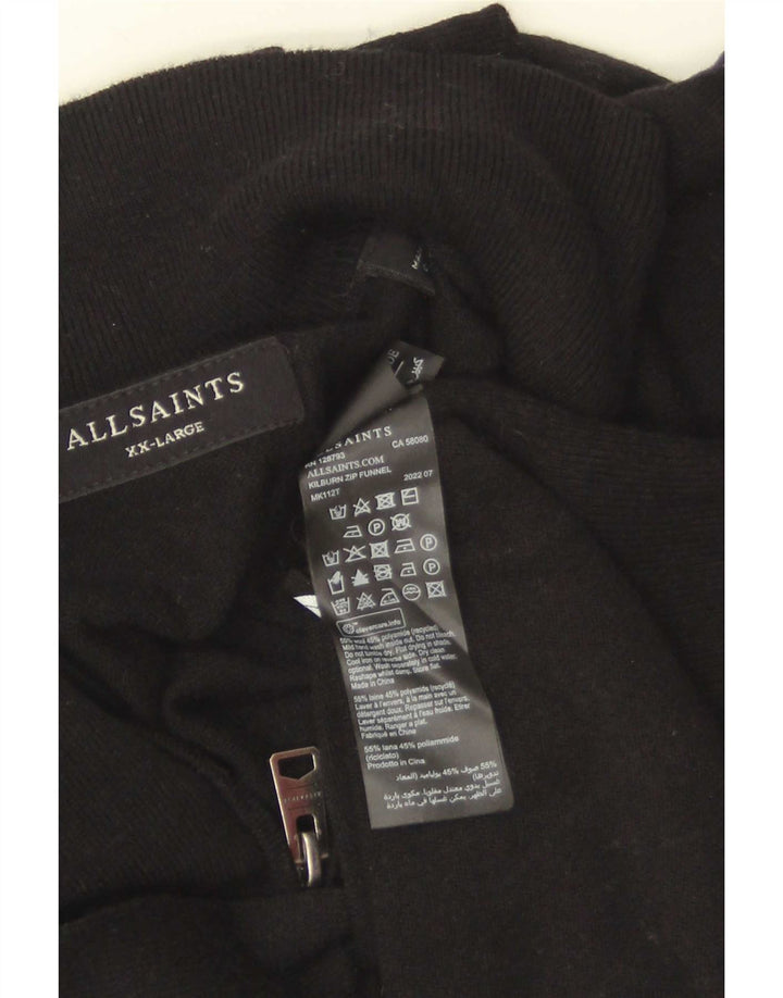 All Saints Pull à col zippé pour homme 2XL Laine noire