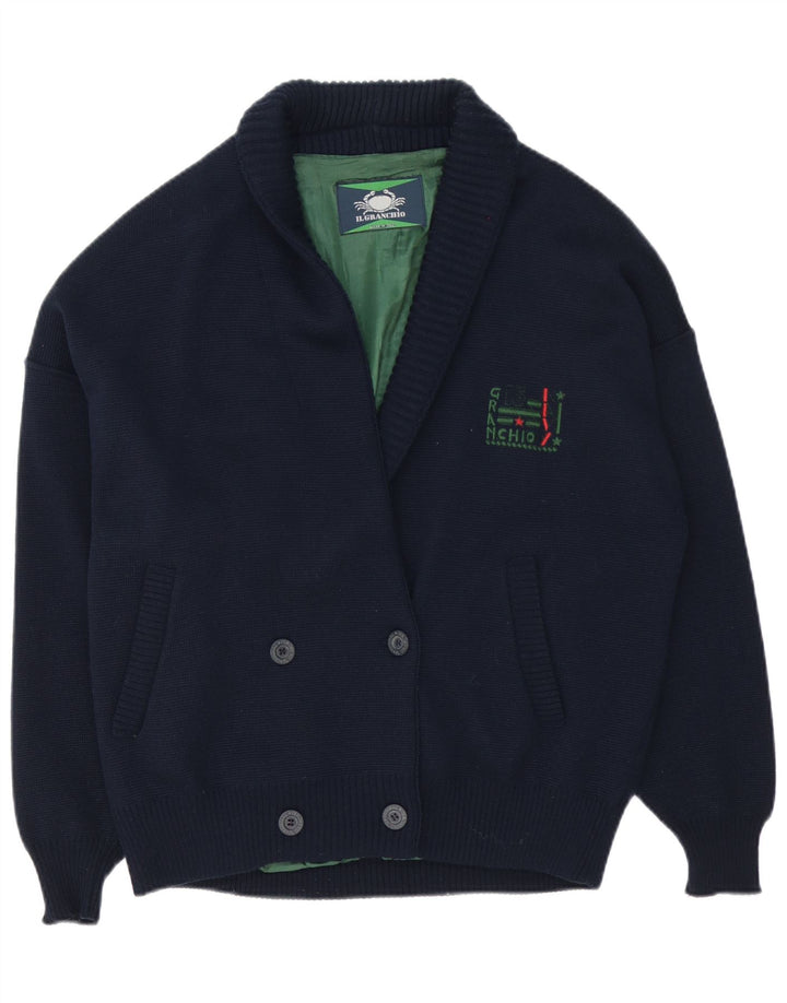 Il Granchio Cardigan Pull XL Bleu Marine Laine Homme